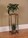 Garden District "Cinnamon" Large Plant Stand with Leaf Motif Resin Top By Powell Furniture