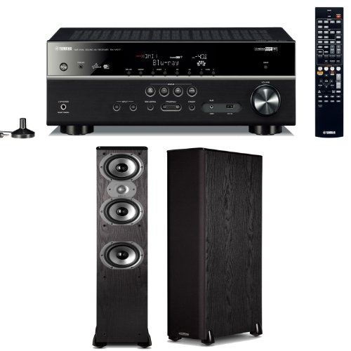 Yamaha RX-V577 7.2 Channel Networking Home Theater Receiver Plus A Pair of Polk Audio TSi 400 Floorstanding Speakers