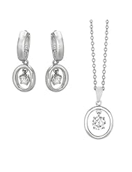 BRI Jewelry Sterling Silver Oval Pendant With 1 Clear Cubic Zirconia Set - Pendant - Dangle Earring