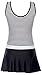 MiYang Women's One Piece Stripes Skirted Slim Swimsuit Bathing Swimwear, Black, L