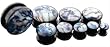 BLACK ACRYLIC MOTHER OF PEARL FLESH PLUGS TTMOPBK00 -00G
