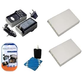 Two Pack Battery and Charger Kit includes Two Extended Replacement Nikon EN-EL5 Batteries + AC/DC Rapid Charger + LCD Screen Protectors + Cleaning Kit For Nikon P100 P500 P510 Digital Camera