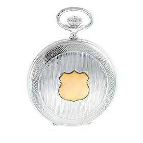 Euro Geneve .925 Sterling Silver with Solid 18k Gold Grand Cote d'Armes Pocket Watch EG18110 by Euro Geneve