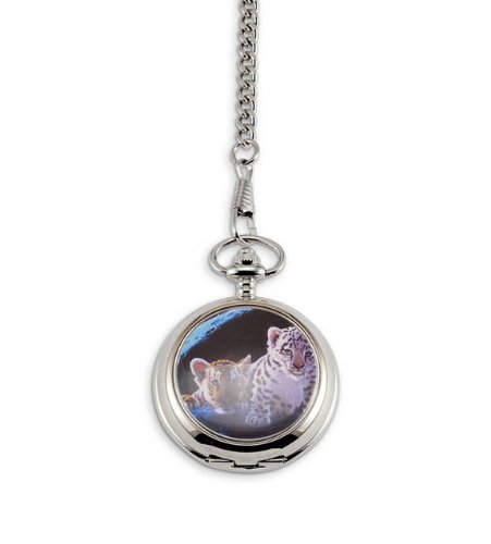 New Tiger Leopard Cats Silver Tone Pocket Clip On Watch