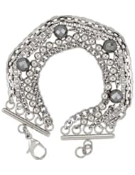 Amalfi™ Stainless Steel Multiple Chain Bracelet with Hematite 08.00 Inch 31.00 Mm olished Hematite Fb332