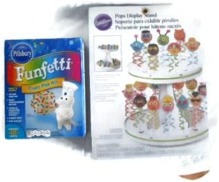 2 Piece Bundle Pillsbury Funfetti Cake Pop Kit, Wilton Pops Display Stand