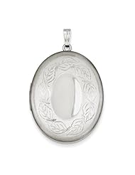 Sterling Silver Leaves Border 34mm Oval Locket