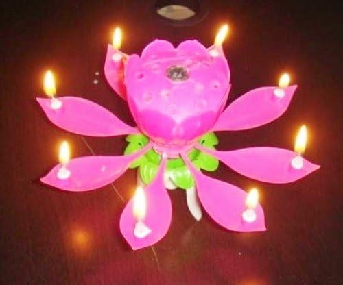 VOCOX 2xThe Amazing Rotating Magical Flower Musical Happy Birthday Candle (Pink)