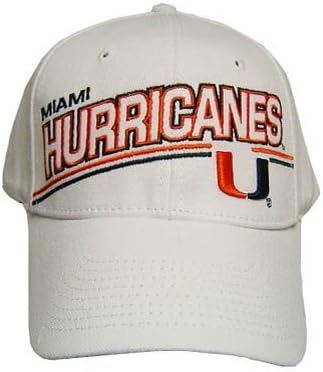 NCAA OFFICIAL UM MIAMI HURRICANES WHITE CAP NEW ADJ