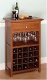 FTS - Wine Cabinet with -1- Drawer and Glass Holder, Holds 20 Bottles of Wine 136-220-13