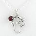 Sterling Silver Om (Aum) Symbol with Garnet Bauble on a 20 Ball Chain, #8806