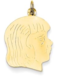 14k Yellow Gold Girl Head Charm Pendant. Metal Wt- 1.5g