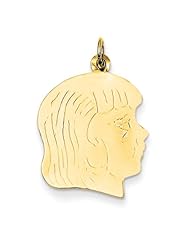 14k Yellow Gold Girl Head Charm Pendant. Metal Wt- 1.6g