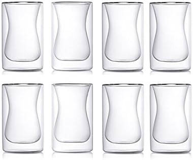 Tea Heaven Double-Wall Glass Insulated 6-Ounce Turkish Style Tea, Coffee &amp; Espresso Cups (8)
