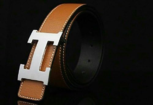 High Quality Unisex Brushed Silver Buckle in Brown