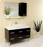 Espresso Modern Bathroom Vanity with Mirror & Side Cabinet FVN6123ES: 43.25W x 19.75D x 33.5H
