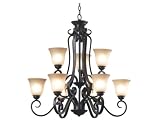 Kenroy Home 80239ORB Flex 9 Light Chandelier, Oil Rubbed Bronze Finish