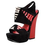 Tottie1 Cutout Colorblock Platform Heels BLACK
