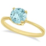 Round Cut Art Deco Aquamarine Cocktail Ring in 14k Yellow Gold (1.25ct)