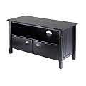 Timber TV Stand with Shelf and Cabinet - Black