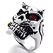 KONOV Gothic Biker Skull Men's Stainless Steel Ring, Silver Red Black