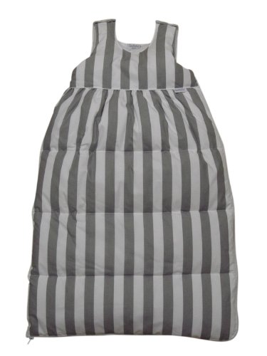 Tavolinchen 40/105-206-70 - Daunenschlafsack Streifen breit wei&szlig;-grau, Gr&ouml;&szlig;e 70 cm
