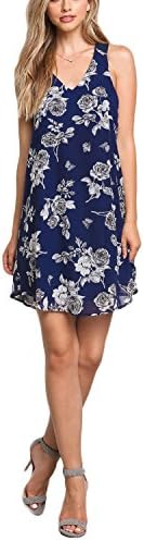 Navy Chiffon Rose Cut Out Shift Dress-Navy Blue-L
