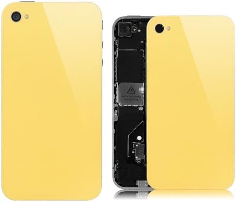 iPhone 4 GSM Custom Back Cover Housing Replacement - Battery Door for AT&amp;T / T-Mobile (De-Badged Glass - Yellow)