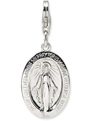 Sterling Silver Miraculous Medal W/Lobster Clasp Charm