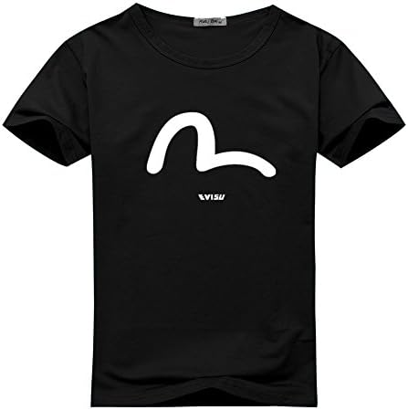 Evisu Logo For Women's Printed Short Sleeve Tee Tshirt Medium Black
