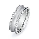 14k White Gold Custom Made 7 Mm Comfort Fit Concave Wedding Band W Milgrain Design Brushed Satin Center Size Z4