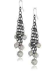 Deanna Hamro Atelier "Woven Mesh" Crystal Silver Shade Pave Ball Drop Earrings