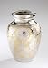 The Classic Cremation Urn. Hand Engraved Solid Brass With Silver Lacquer Coat. Includes Velvet Storage & Display Box, 3"