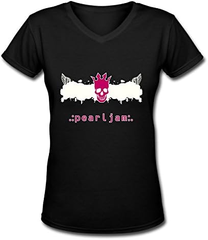 Rock Band Tour 2016 Pearl Jam Logo Black V Neck T Shirt For Women