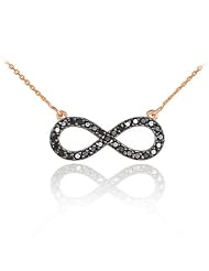 14k Rose Gold Infinity Black CZ Pendant Necklace