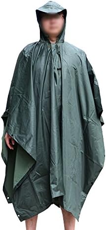 LOOGU Multifunction Woodland Camouflage Waterproof Rain Poncho - One Size Fits All Adults
