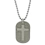 Men's Stainless Steel Dog Tag Pendant w/ Cross & Prayer On Chain, 22"