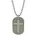 Men's Stainless Steel Dog Tag Pendant w/ Cross & Prayer On Chain, 22