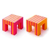 EVA Contrasting Foam Stool Set of 2- Pink  Orange by Offi&Company