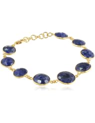 Faceted and Sterling Silver Gold Plated Bracelet, 7.5" + 1" extension