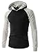 (MBH01) Men Contrast Raglan Hoodie String Connect Pocket Long sleeve Tshirts