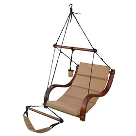New Deluxe Ultra Padded Comfort Air Hammock Chair Hanging Lunge Chair Tan