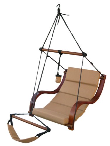New Ultra Deluxe Padded Comfort Air Hanging Hammock Chair Tan lung