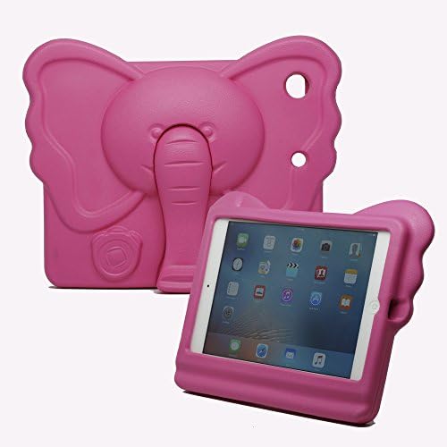 NCURV Apple iPad mini EVA case - Best Protection - Shock proof - Perfect Custom fit for your iPad mini Tablet 1, 2,3 - Cute Animal - Elephant Case with Stand for Kids - Pink