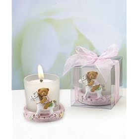 Teddy bear candleholders - pink (Set of 72)