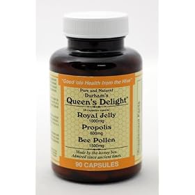 Durham's Queen's Delight (Royal Jelly 1000mg, Propolis 600mg, Beepollen 1500mg) in 3 Daily Capsules