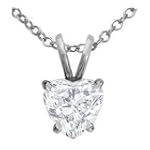 SAVE $120 - 1/4CT SI Fancy Heart Shape Diamond Solitaire 14K White Gold Pendant Necklace & 18" 14K Chain $179.00
