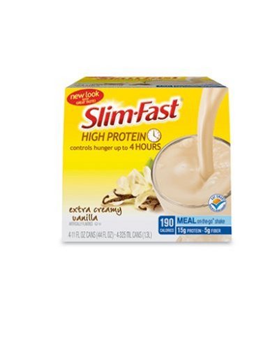 Slim-Fast High Protein Ready To Drink, Extra Creamy Vanilla, 11-Ounce Cans in 4-Count Boxes (Pack of 6)