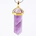 SUNYIK Amethyst Quartz Stone Gemstone Six Pyramid Bead Pendant