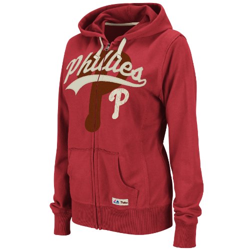 MLB Philadelphia Phillies Long Sleeve Full Zip French Terry Hoodie (Brick Red/Scoured Natural, Xx-Large)